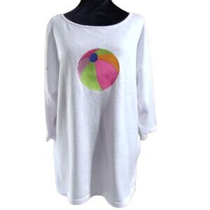 Bua/Bua Lightweight Beach Ball 100% Cotton Women's Sweeter Rhinestone Size L NWT